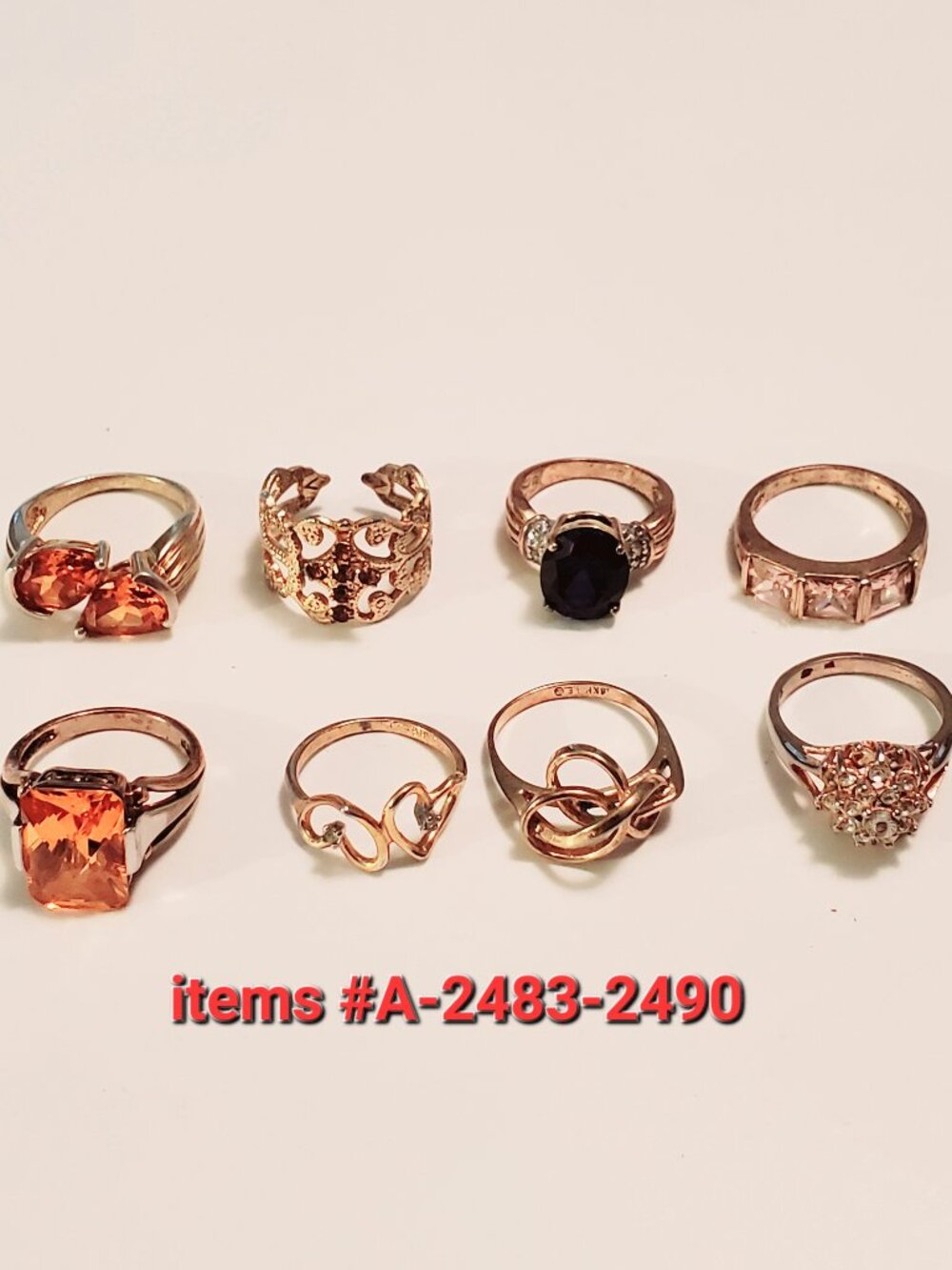 8 Rings, items # A- 2483-2490,. wt. 33 grams.